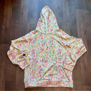 Beach Riot Floral women’s Hoodie Sweatshirt Size XL white w/ flowers beachy boho